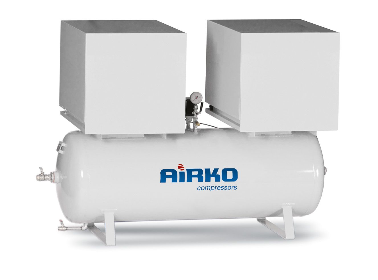 AIRKO 2-309-D-300 B Kolbenkompressor mit Doppelanlage auf 300 Liter Behälter mit Schalldämmbox
