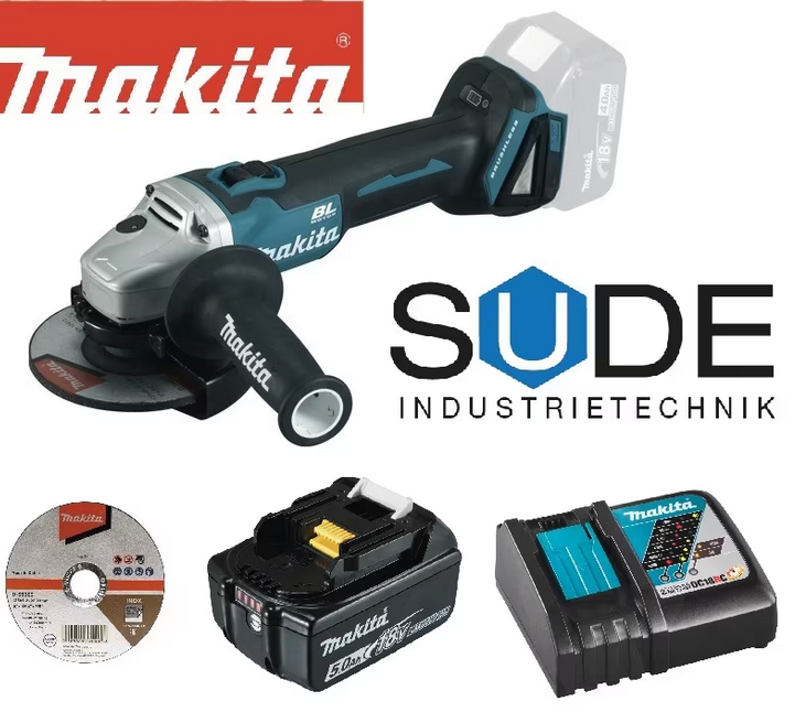 25mm Makita Akku-Winkelschleifer DGA504 Ladegerät und 5 Ah Akku
